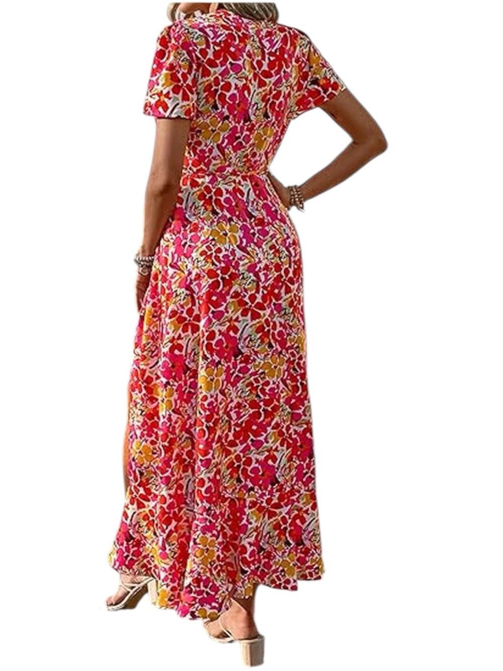 PRETTY GARDEN Summer Maxi Wrap Dress, XXL Wedding Guest Everyday - Picture 4 of 13